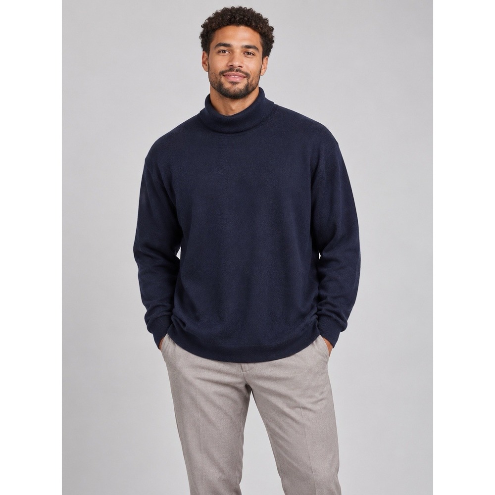 American Icon Men's Blue Knit Merino Wool Turtleneck Pullover Sweater 2XL